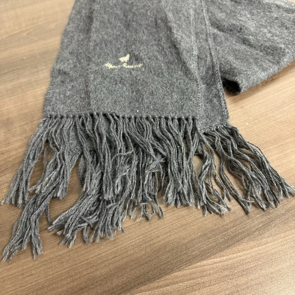 Alpaca Camargo Gray Silver Peruvian Alpaca Wool Scarf Fringe‎ Embroidered OS